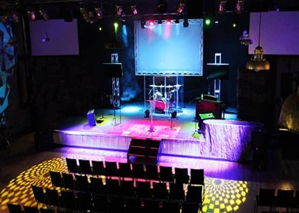 sound and lighting setup for an event